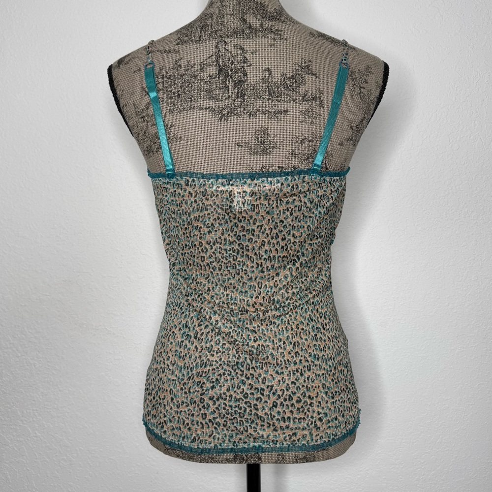 DVF Diane Von Furstenberg Leopard Print Cami Spaghetti Strap Y2K Women’s Top - Picture 5 of 7